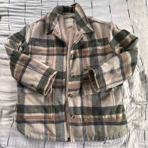 American Eagle Button Front Sherpa Shacket LG